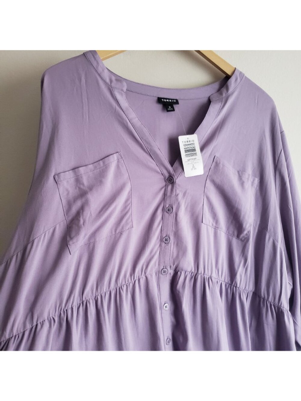 Torrid Emma Babydoll Tunic 3X NEW Lavender Relaxed Fit Flowy Blouse 3XL nwt - Picture 4 of 9
